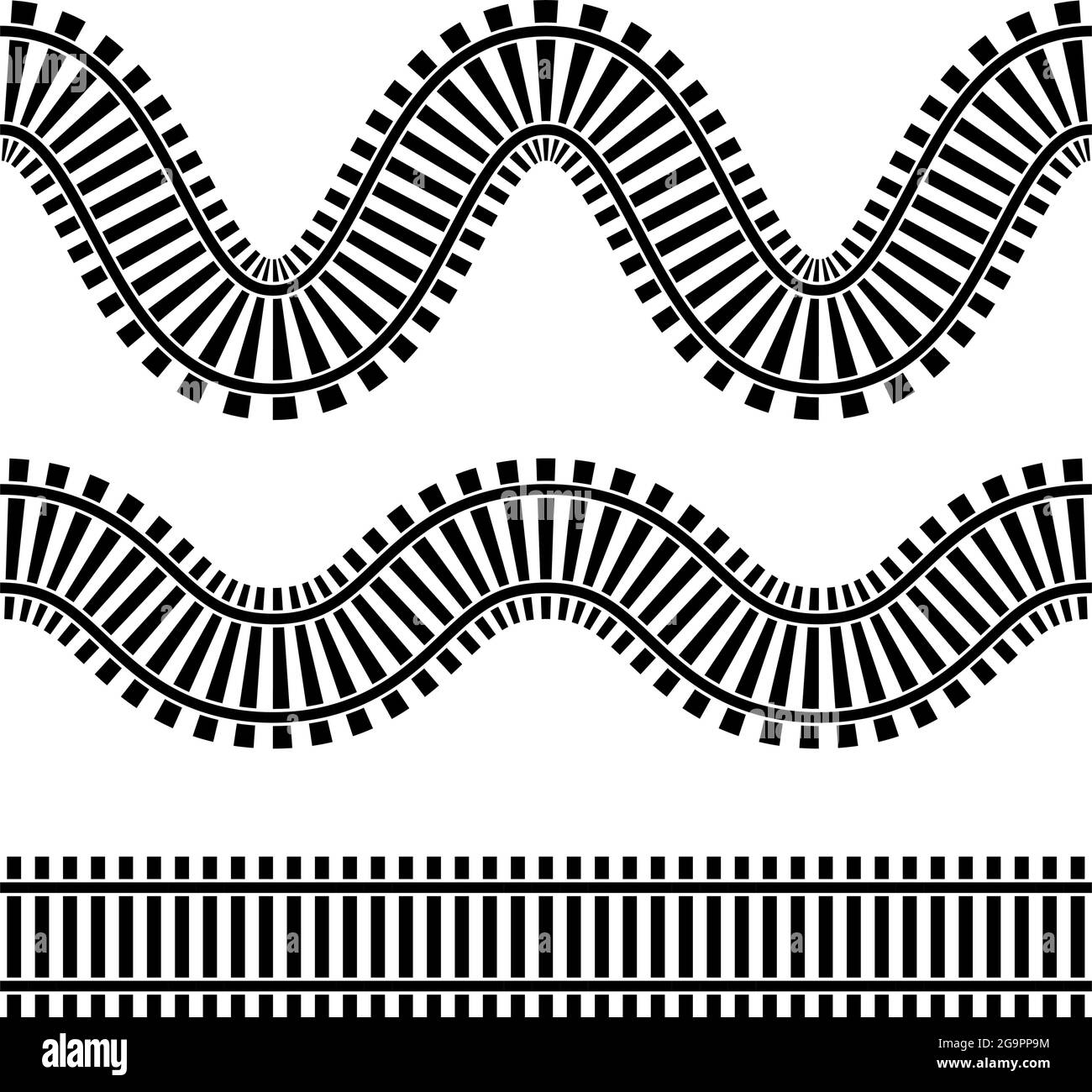 Train track, rail way silhouette element stock vector illustration