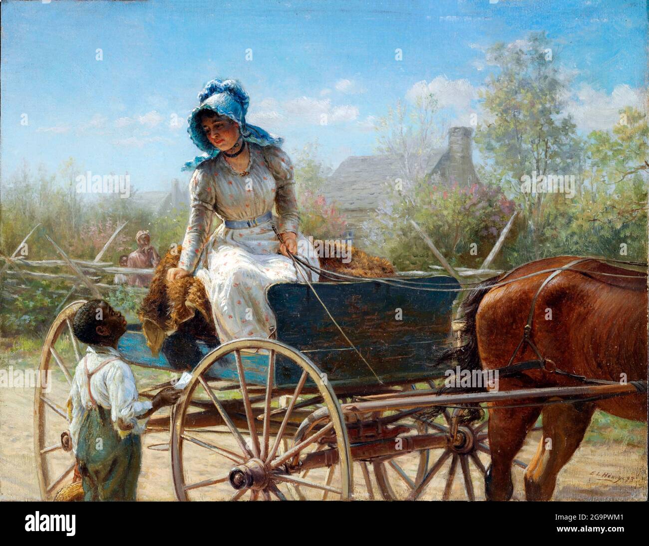 The Message by Edward Lamson Henry (1841-1919), oil on board, 1893 Stock Photo