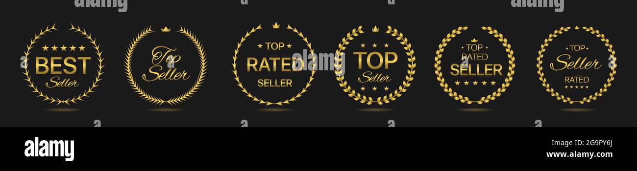 Best seller Golden laurel wreath label set Stock Vector Image & Art - Alamy