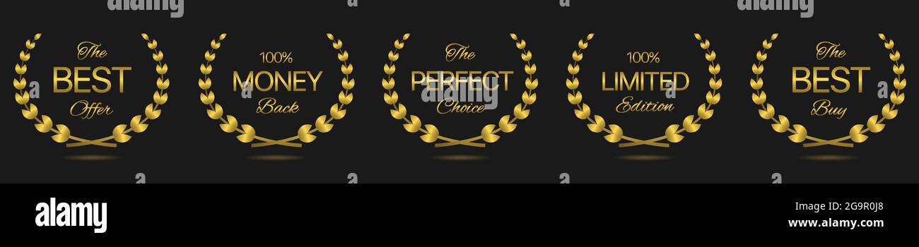 Best quality Golden laurel wreath label set Stock Vector Image & Art ...