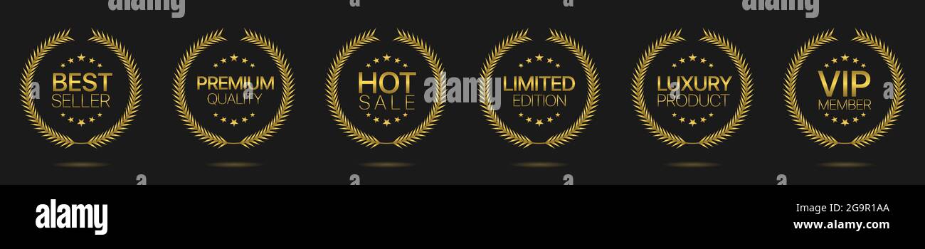 Best seller Golden laurel wreath label set Stock Vector Image & Art - Alamy