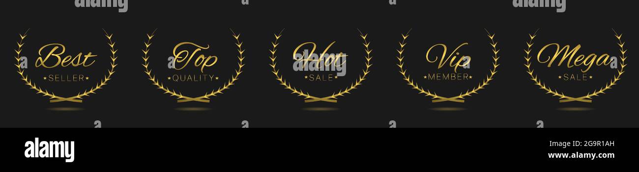Best seller Golden laurel wreath label set Stock Vector Image & Art - Alamy