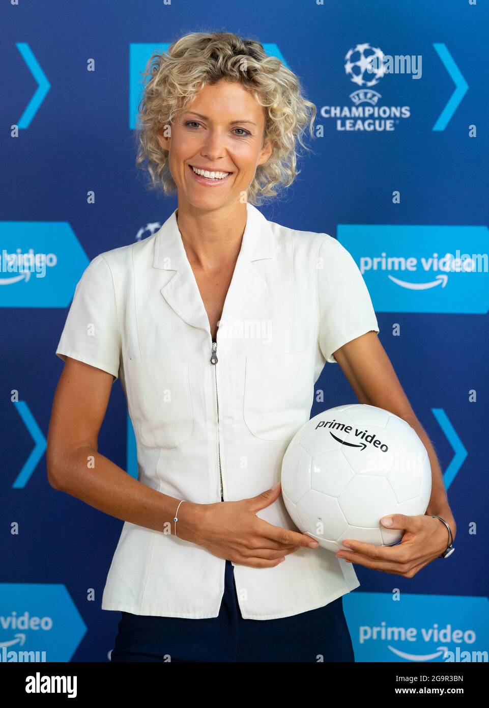 Munich, Germany. 27th July, 2021. Annika Zimmermann, presenter and reporter, takes part in a press conference of Amazon Prime Video