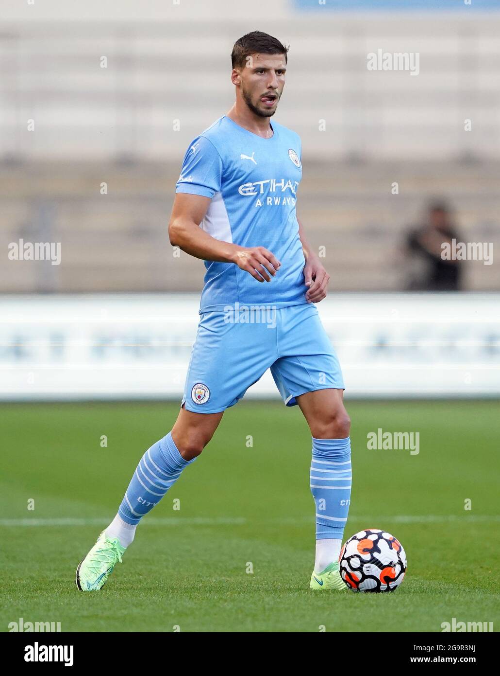 Manchester City's Ruben Dias during the pre-season friendly match at the Academy Stadium, Manchester. Picture date: Tuesday July 27, 2021. Stock Photo