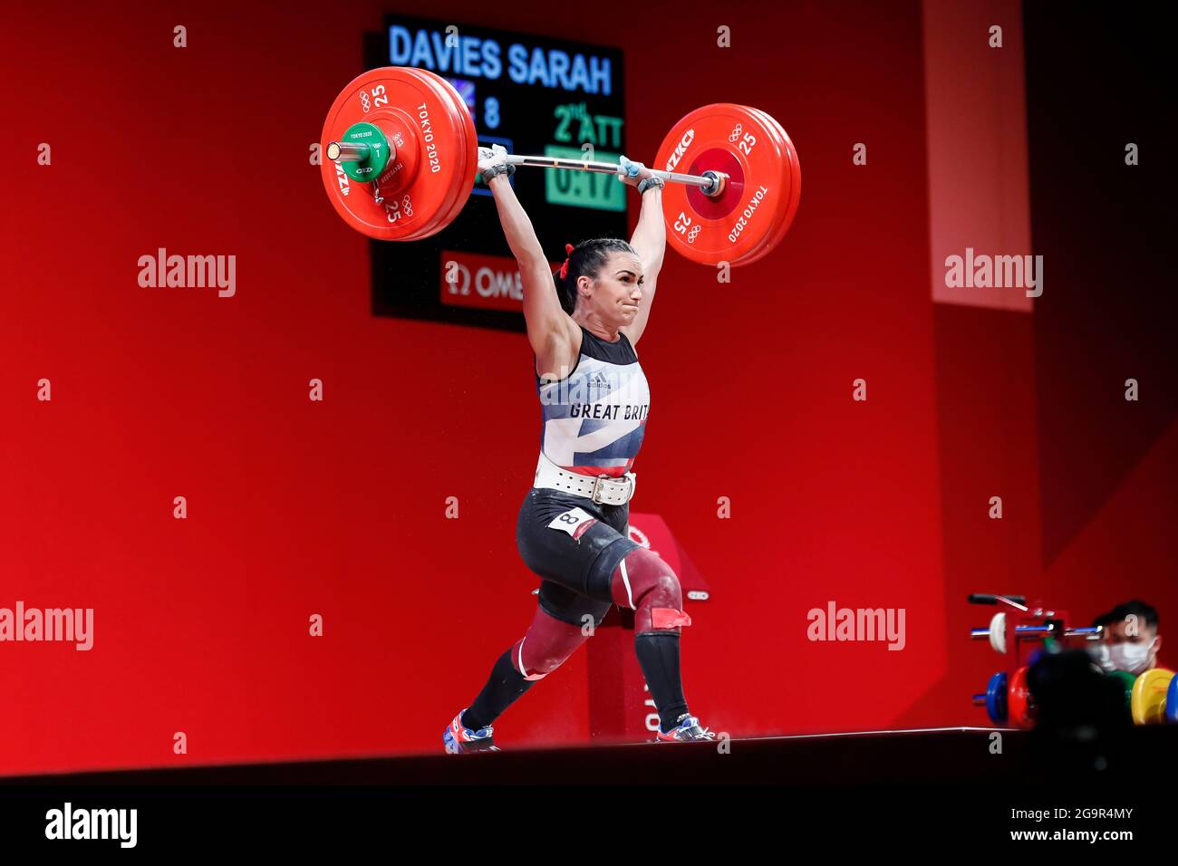 Tokyo, Japan. 27th July, 2021. SARAH DAVIES (GBR) competes in the women's 64kg Group A weightlifting event during the Tokyo 2020 Olympic Games at Tokyo International Forum. (Credit Image: © Rodrigo Reyes Marin/ZUMA Press Wire) Stock Photo