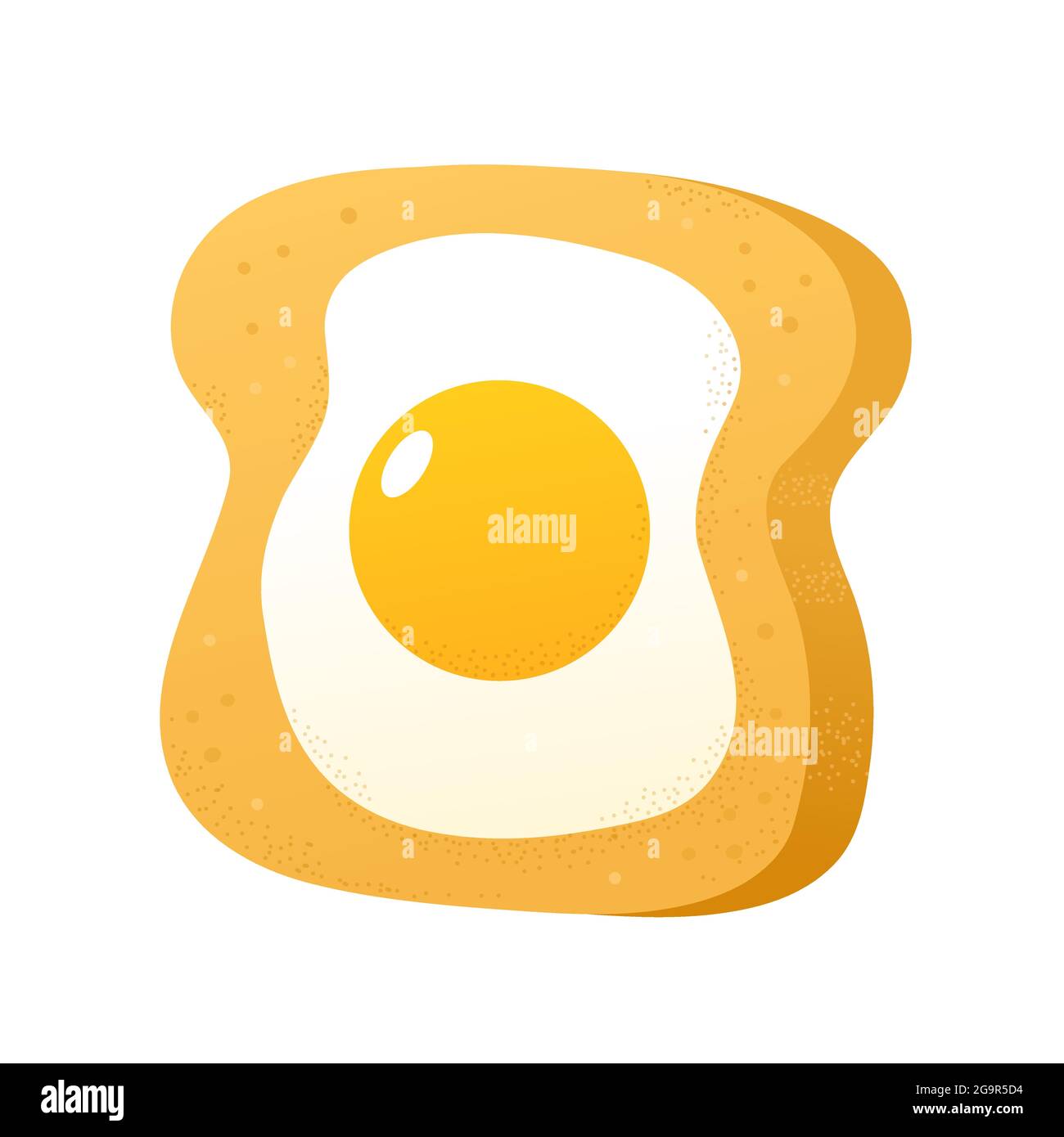 Toast with fried egg. Vector flat cartoon illustration icon. Isolated on white background. Toast bread, fried egg, morning breakfast cartoon concept Stock Vector