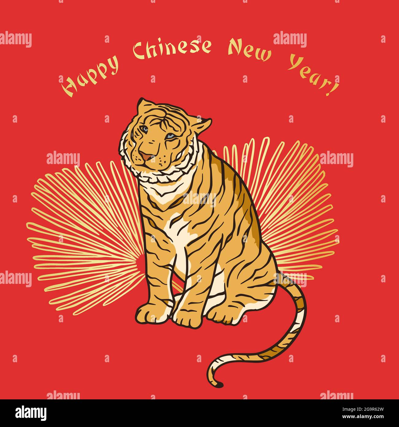 Chinese new year tiger red and gold vector card. Christmas vintage wild  animal oriental banner. Beauty celebration color concept Stock Vector Image  & Art - Alamy