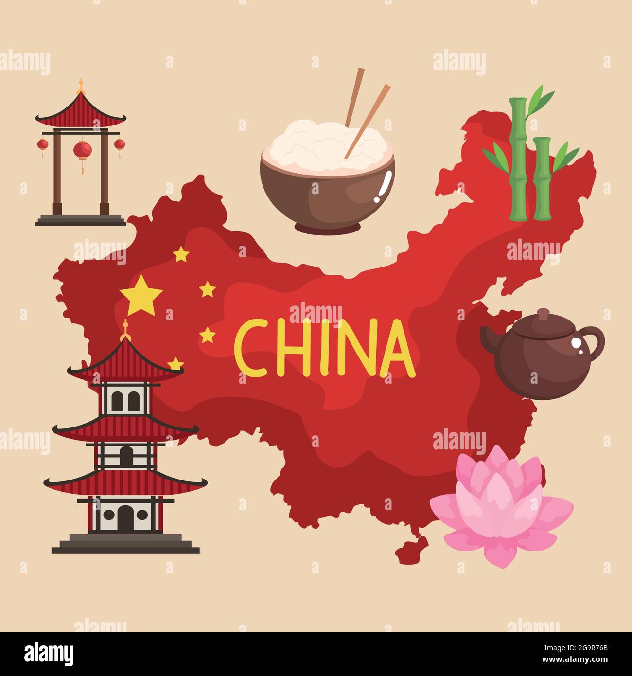 map of China with icons Stock Vector Image & Art - Alamy