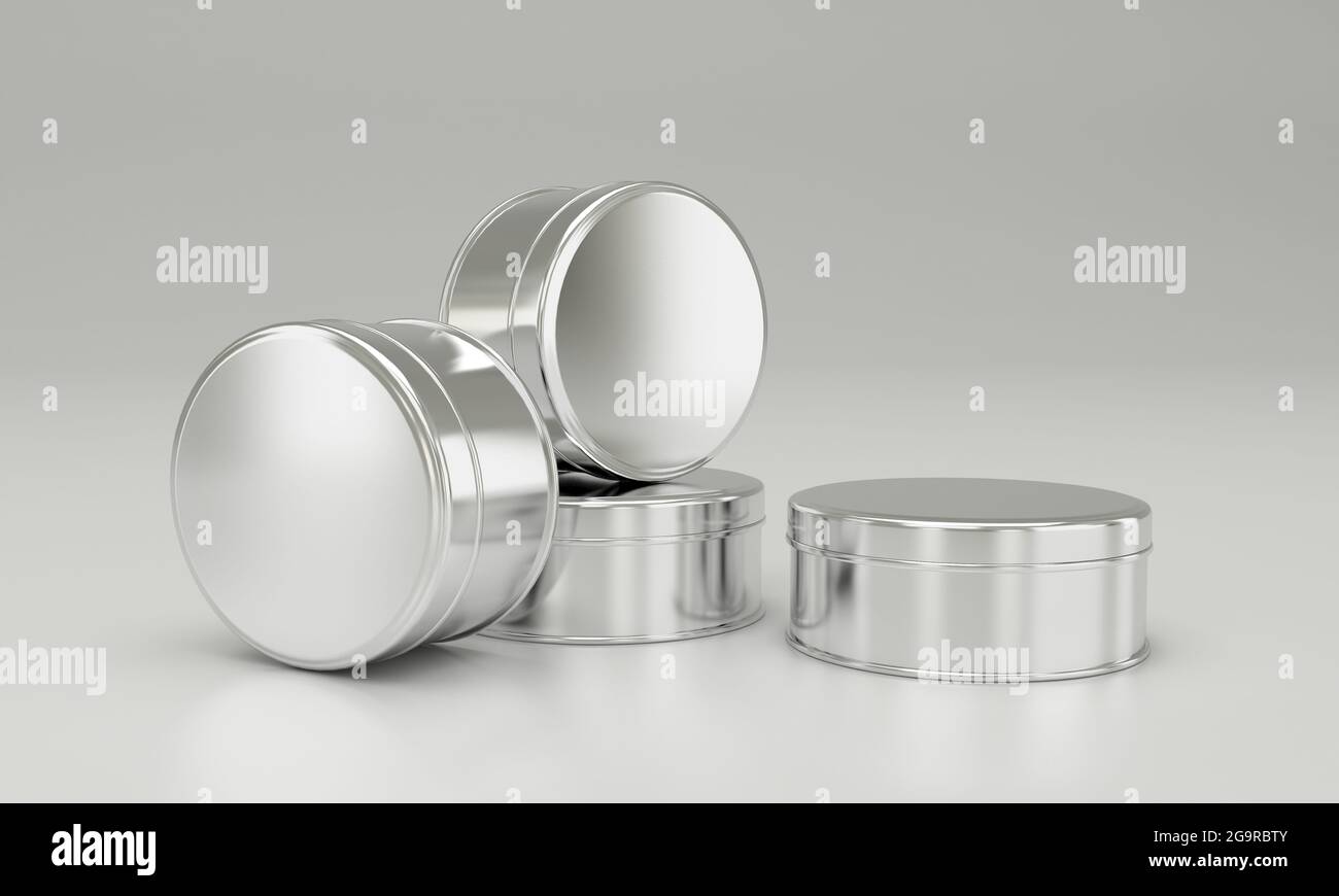 3D rendering of four food containers isolated on a white background ...