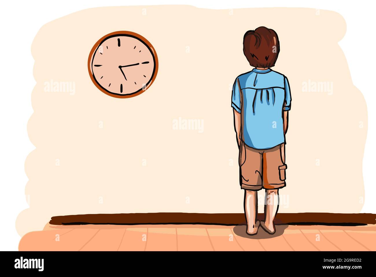 Cartoon ,child, turning a wall ,time out illustration drawing ,colorful Stock Photo Alamy