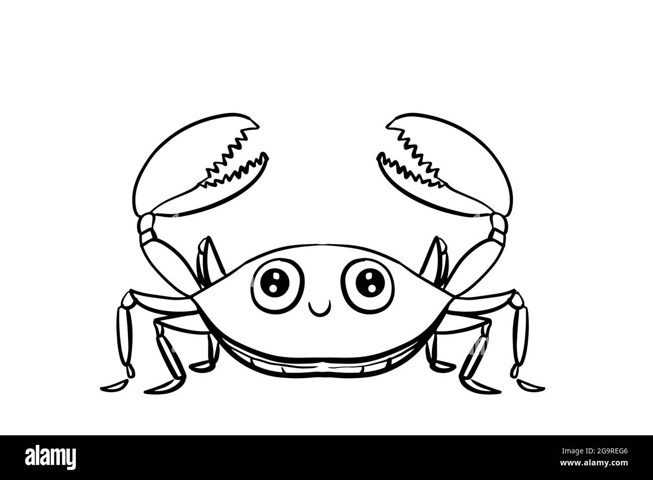 Cute , red crab characters, isolated,  line art ,illustration Stock Photo