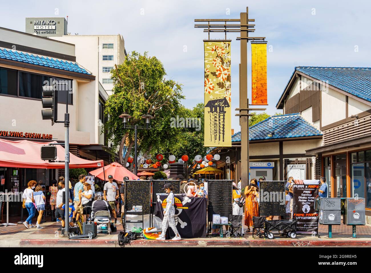 Los Angeles, JUL 24, 2021 - Many tourist walking around the Japanese Village Plaza Stock Photo