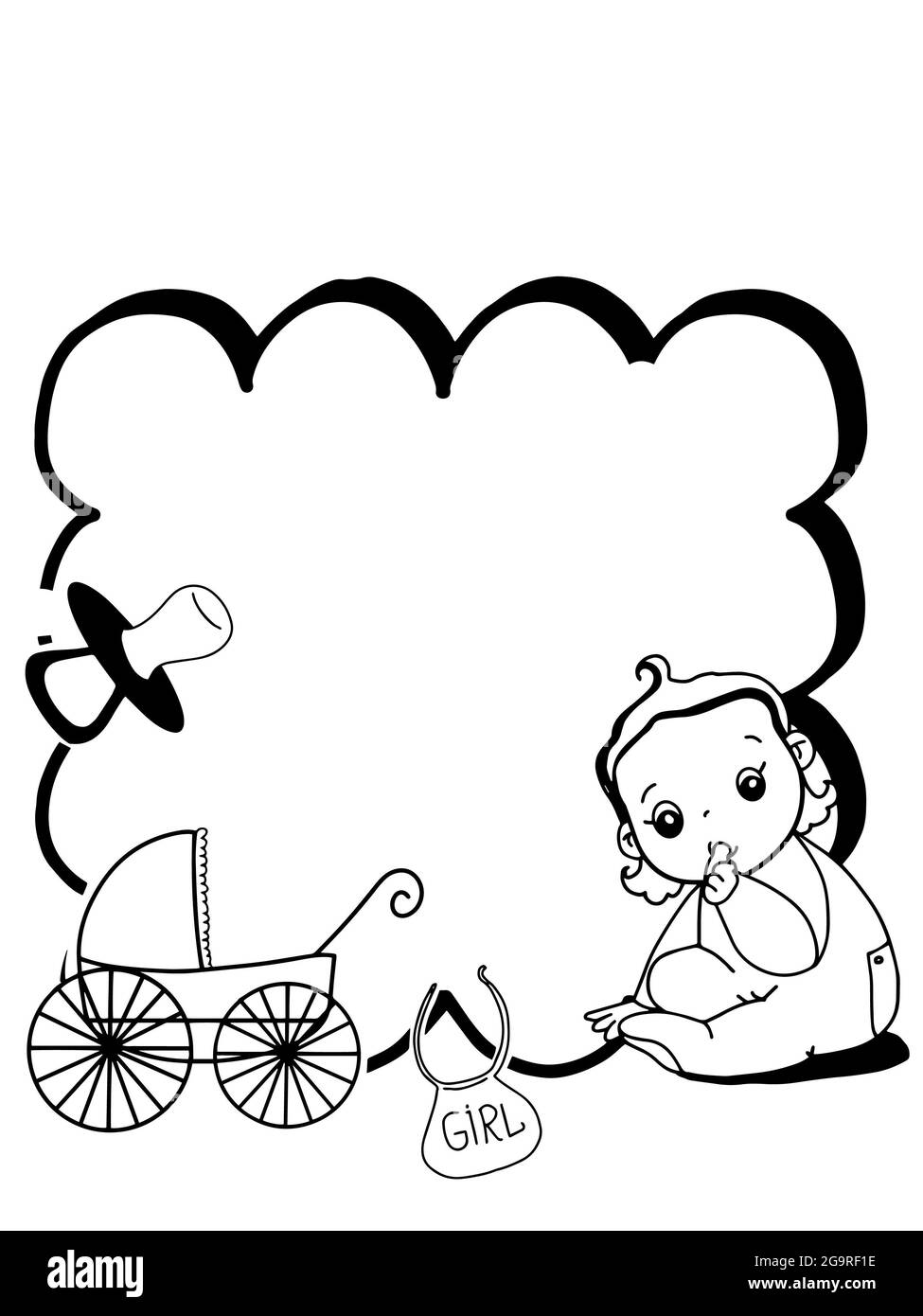 Cute baby girl, boy baby shower card ,invent, illustration Stock Photo