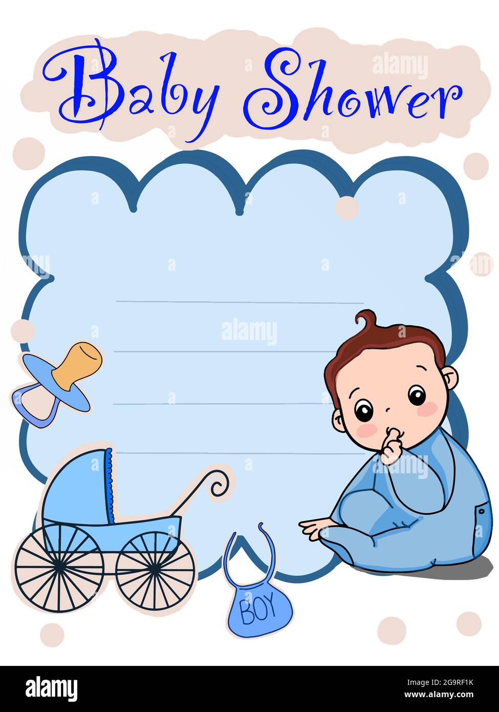 Cute baby girl, boy baby shower card ,invent, illustration Stock Photo