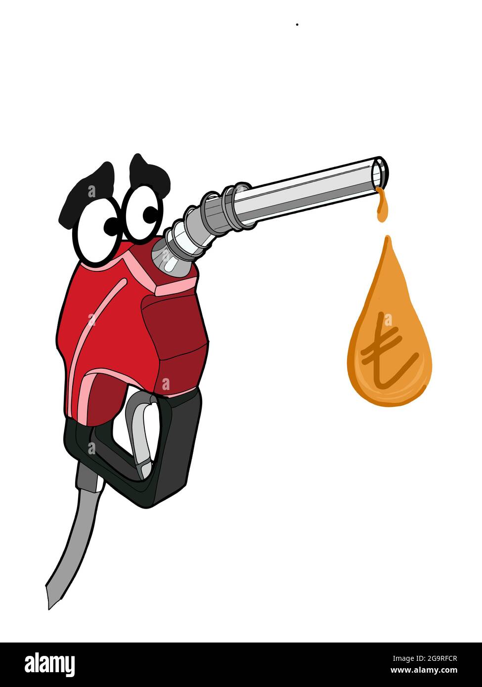 Cute face, gas pump ,fuel pump   ,charaters cartoon illustration  drawing ,dripping oil, turkish money Stock Photo