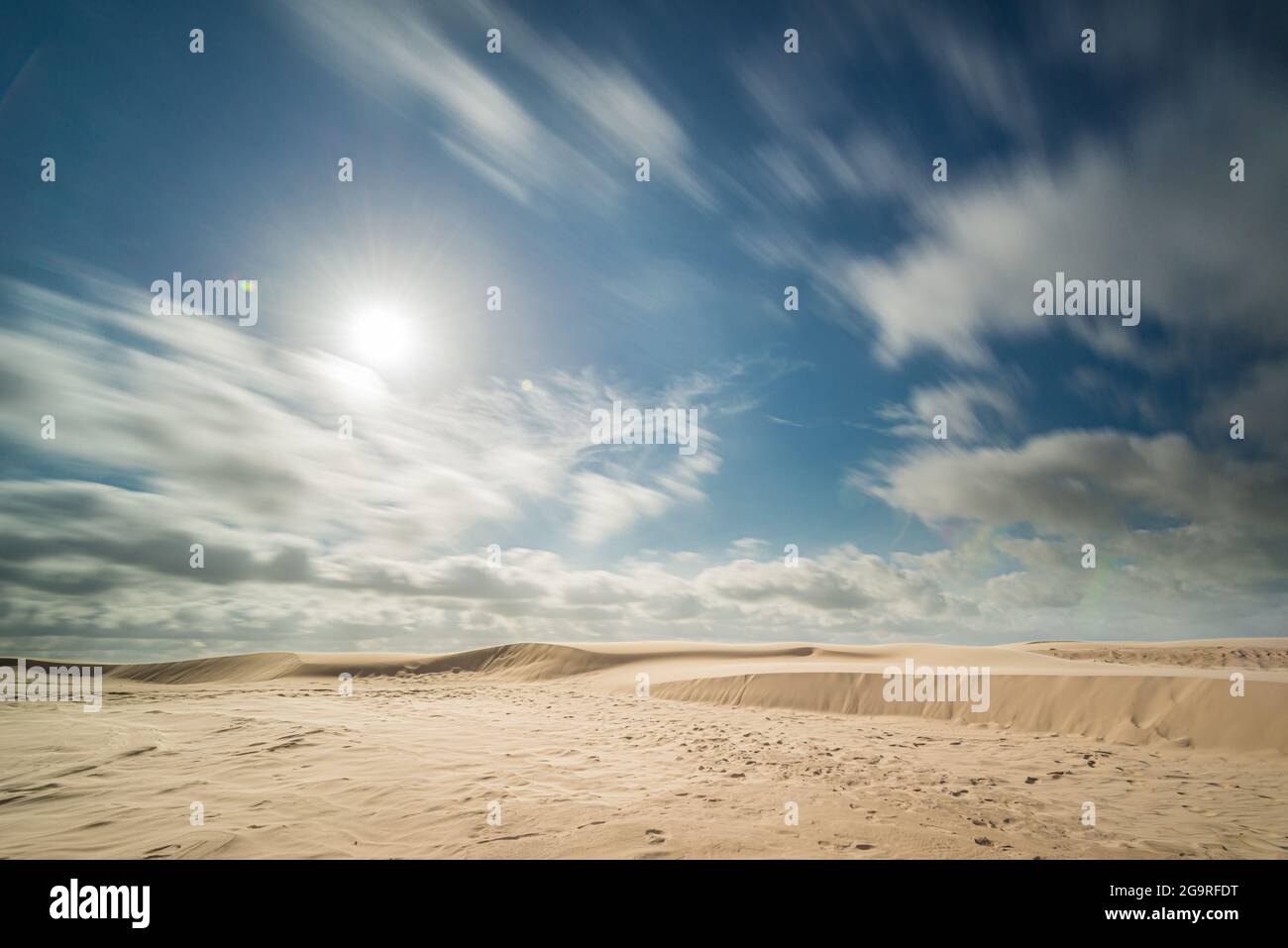 Windi day over sand dunes Stock Photo