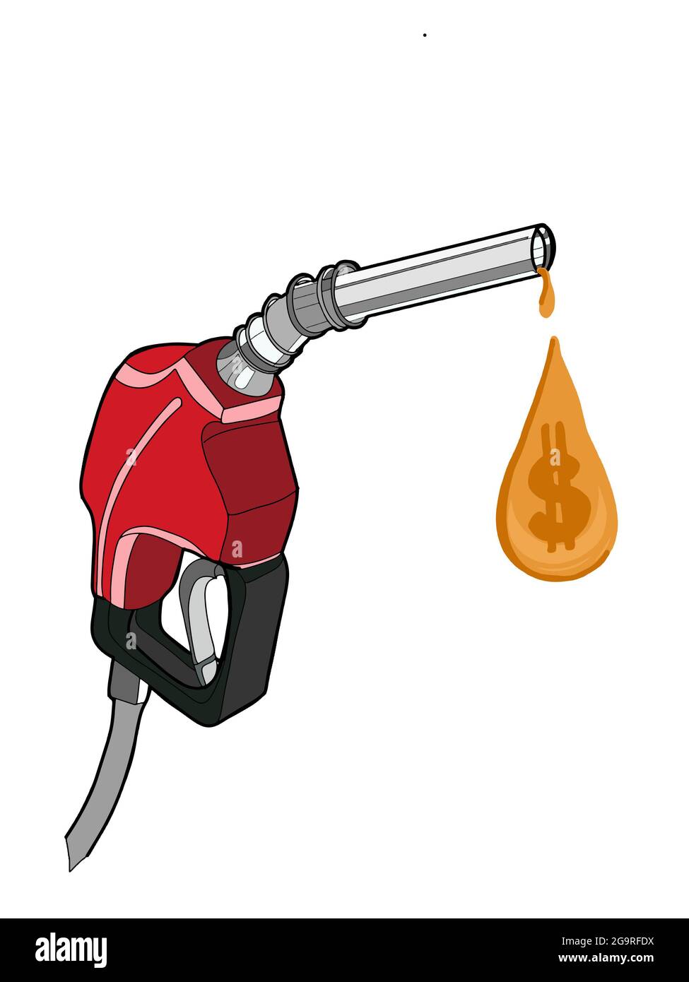 gas pump ,fuel pump   ,charaters cartoon illustration  drawing ,dripping oil, dolar, money Stock Photo