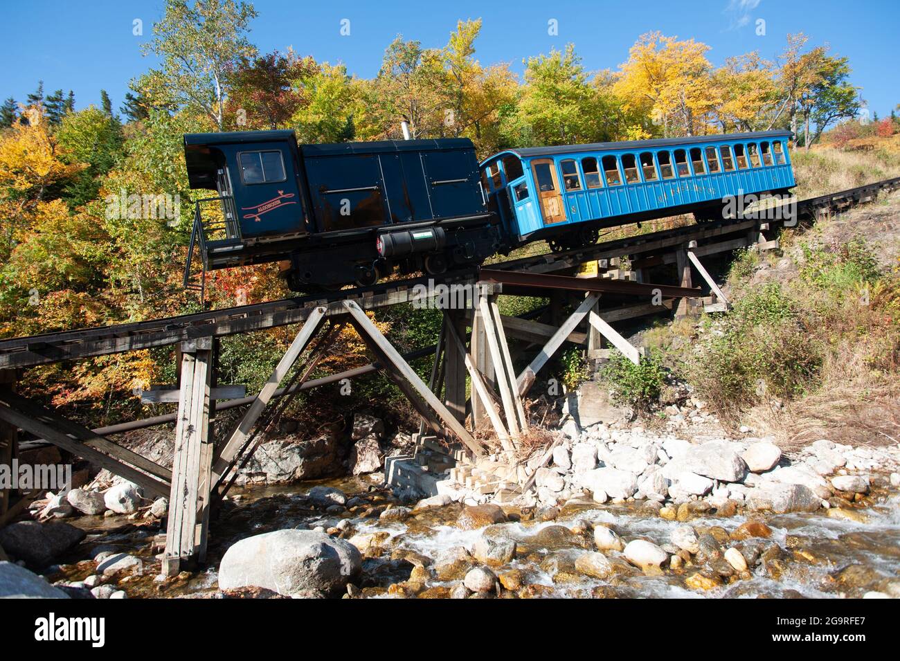 Cog Railroad, Mount Washington Cog Railway, Mount Washington, New Hampshire, USA Stock Photo