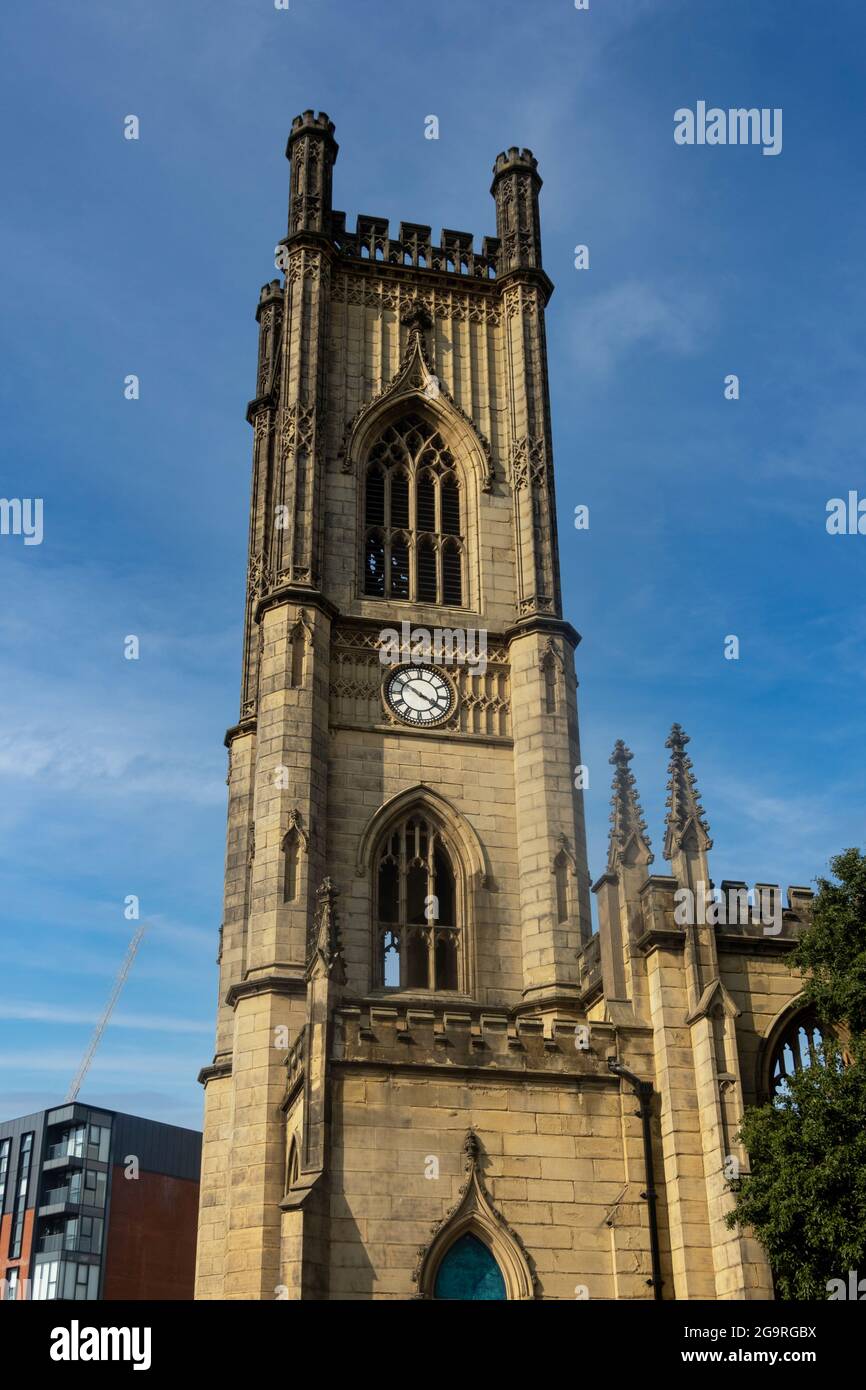 Clocktower of St. Luck's WW 2 Boomed Out Church in Liverpool Stock Photo