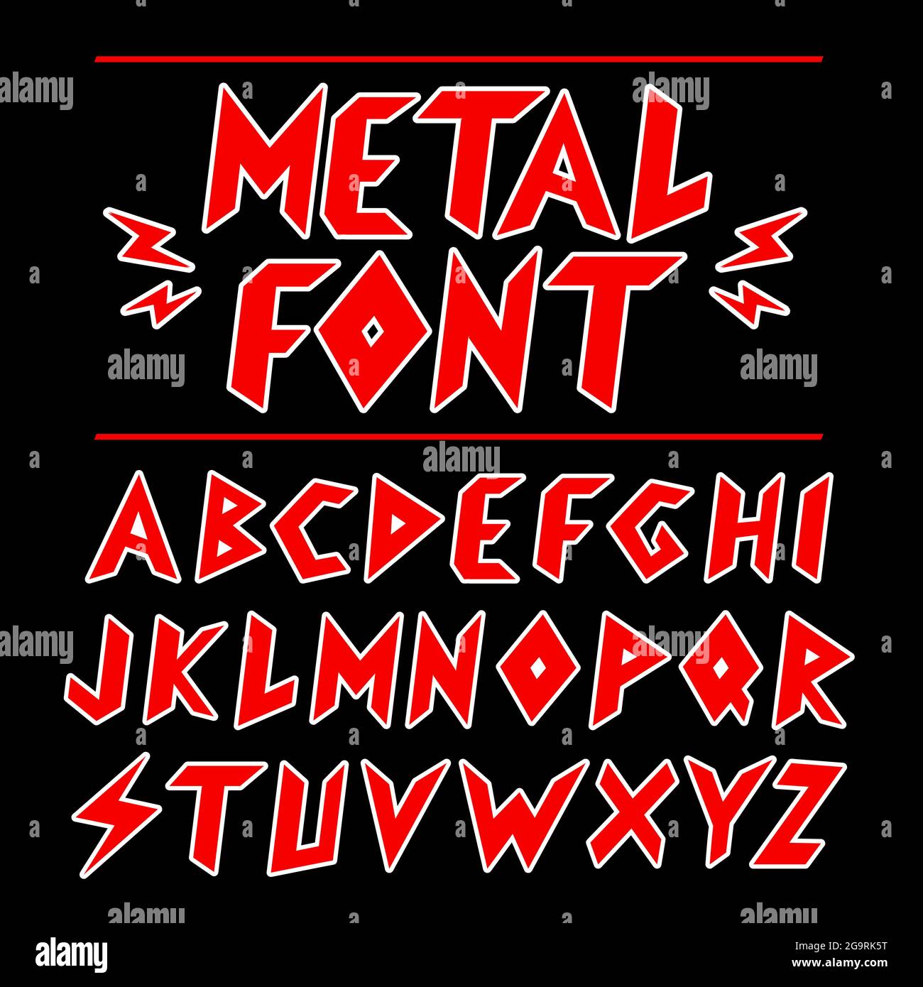 Vintage heavy metal font, alphabet set collection. Vector cartoon character illustration icon. Rock, punk, retrowave, vintage heavy metal font Stock Vector