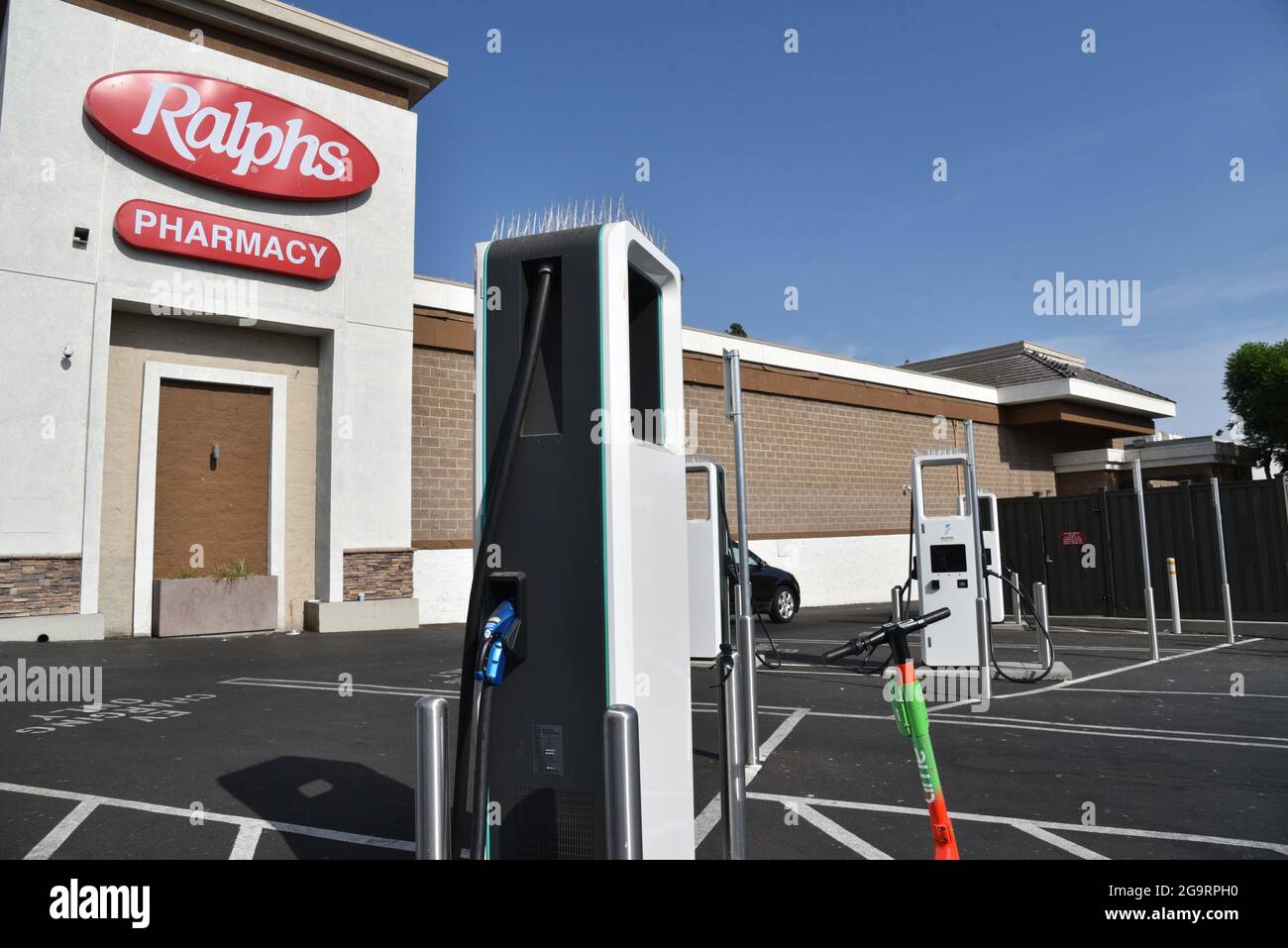 Los Angeles, CA USA July 21, 2021 Electric Vehicle charging stations