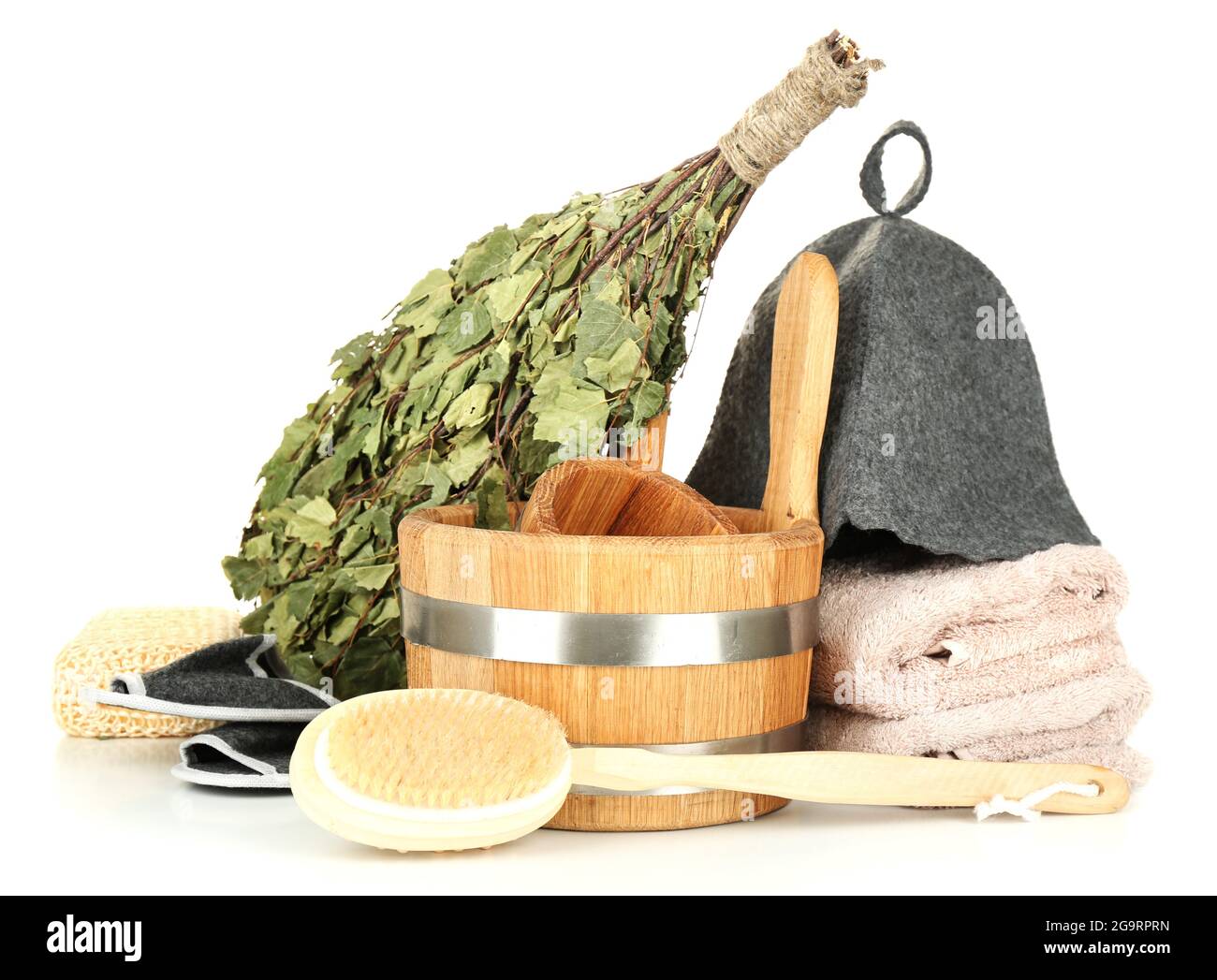 Accessories for sauna, isolated on white Stock Photo Alamy
