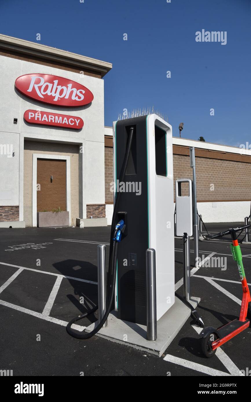 Los Angeles, CA USA July 21, 2021 Electric Vehicle charging stations