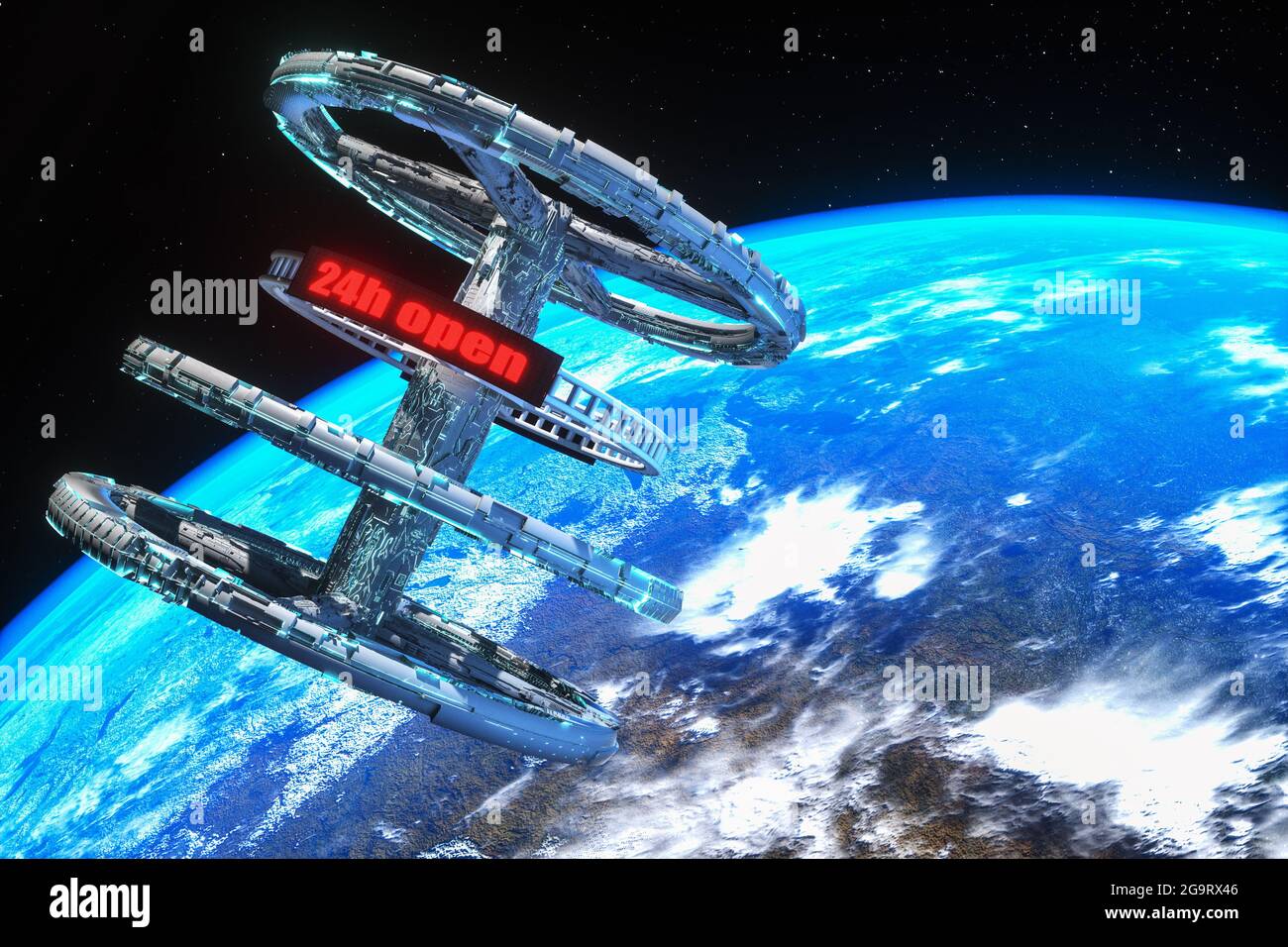 space tourism, a space hotel in orbit a space station in orbit of earth