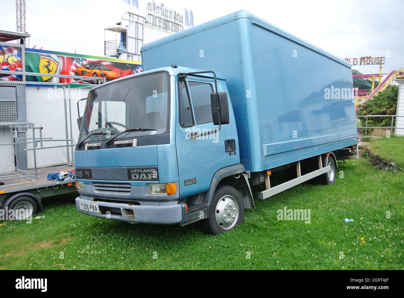 A Leyland DAF lorry parked up at Anderton and Rowlands Fair, Paignton, Devon, England, UK. Stock Photo
