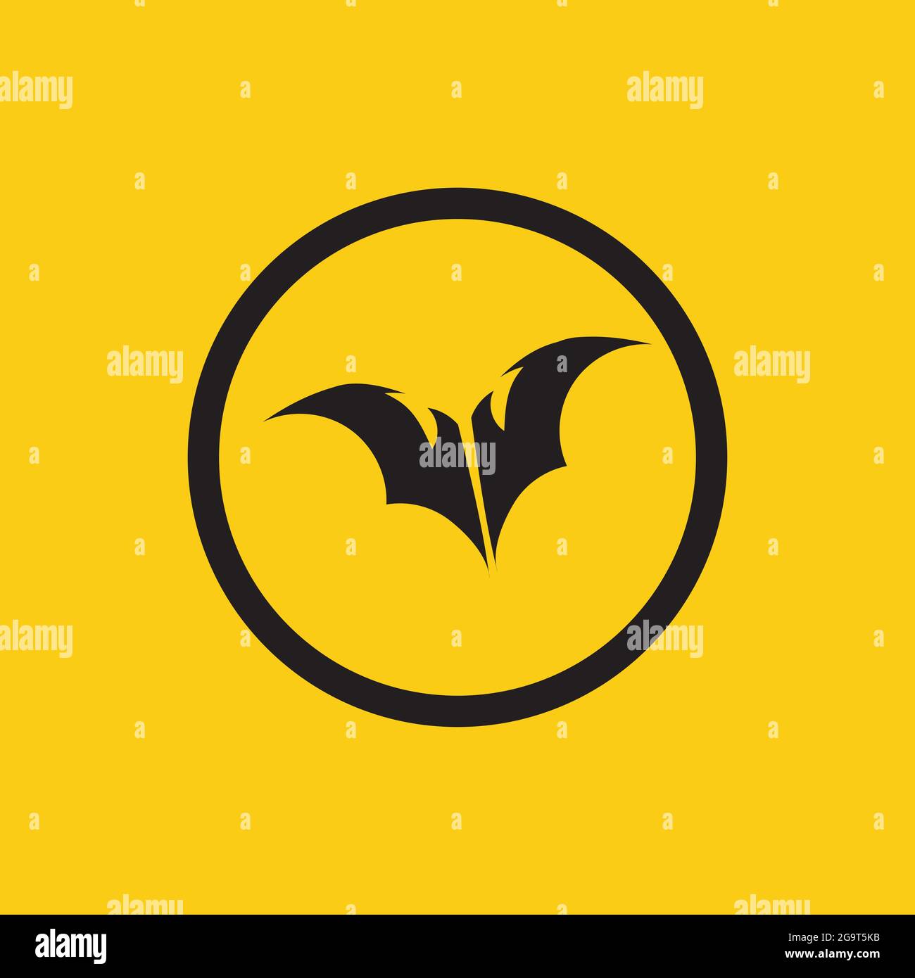 vector illustration of black bat logo on yellow background Stock Vector