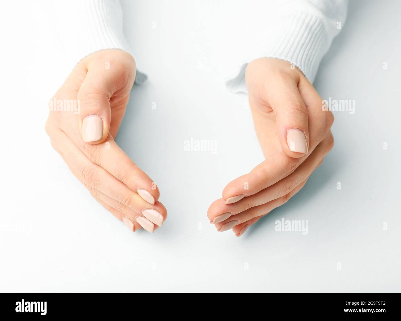Female hands gesture isolated on white background Stock Photo - Alamy