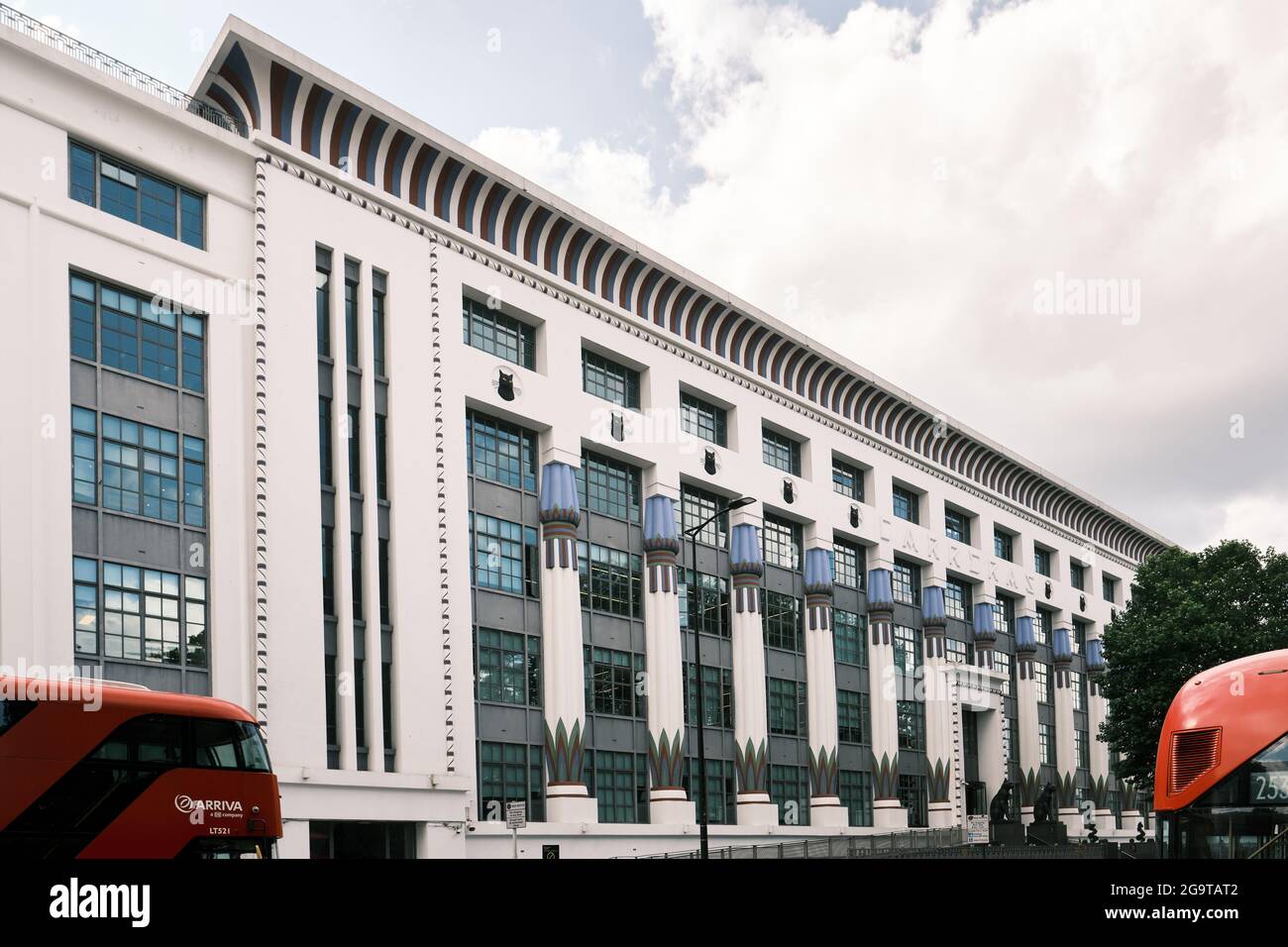 Carreras Cigarette Factory, an art deco building of early 20th Century Egyptian Revival architecture. Stock Photo
