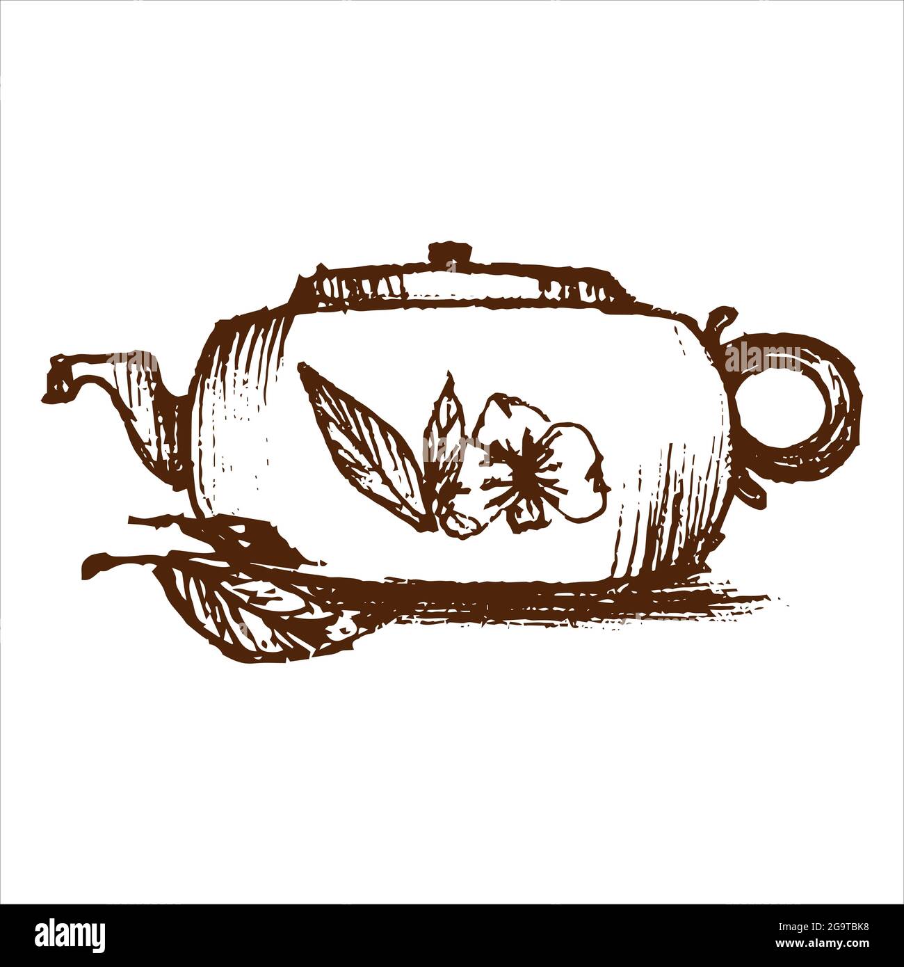 Tea shop banner. design Green tea card. Sketch graphics illustration