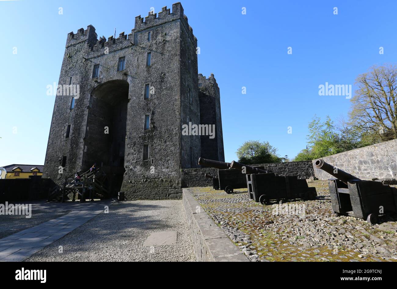 Beautiful shot of the Bunratty Castle in Bunratty, Ireland, surrounded by trees Stock Photo