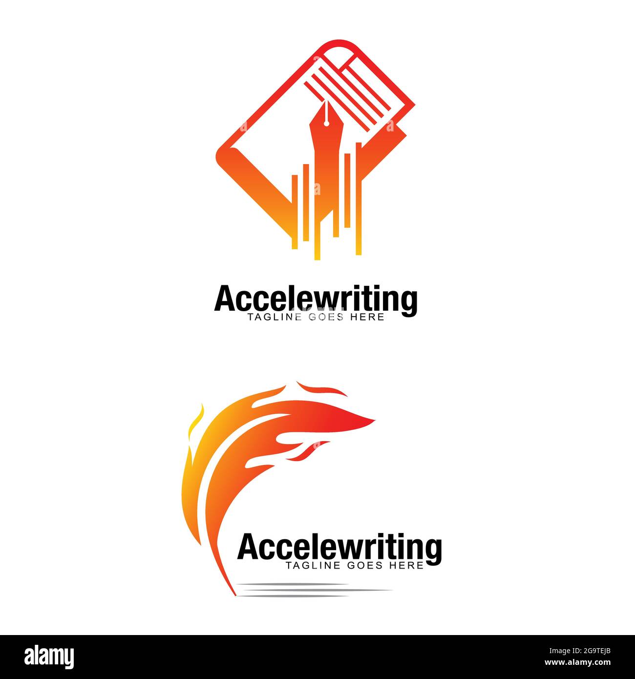 Accelewriting conceot vector the idea is the pen write so fast. Stock Vector