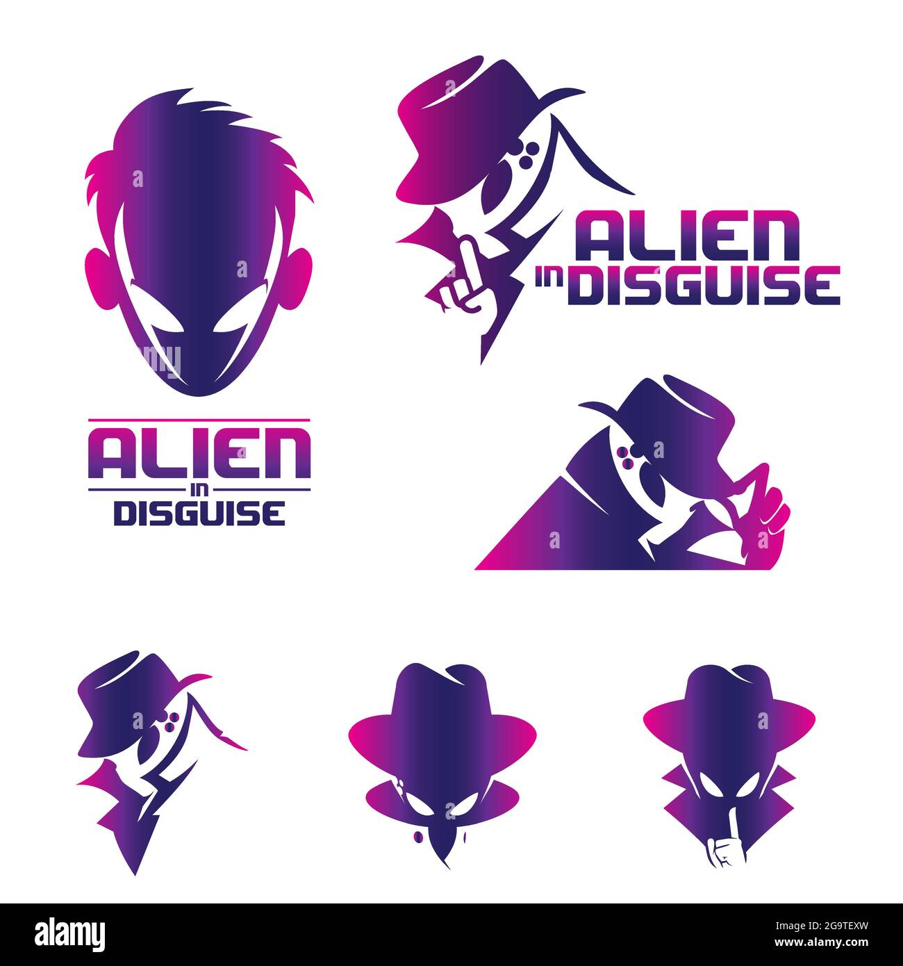 Alien in Disguise concept volume 2 set vector for commercial use. available in various versions Stock Vector