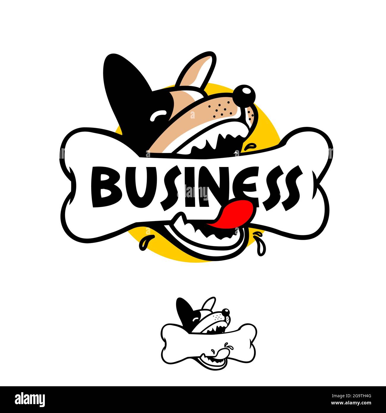 Dog bites bone vector illustration for logo, t-shirt or any other purpose Stock Vector