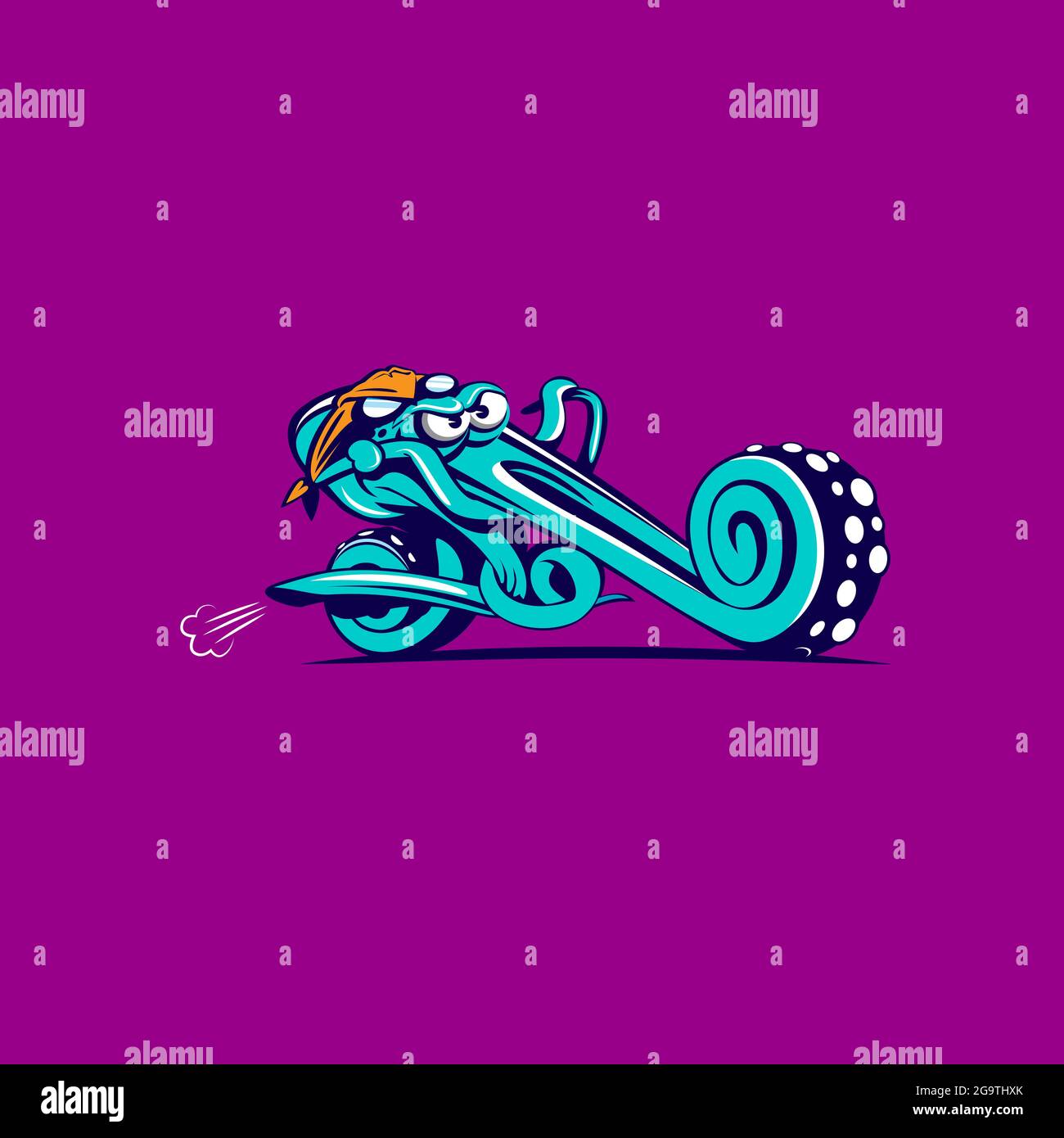 Octopus riding chopper bike vector illustration Stock Vector