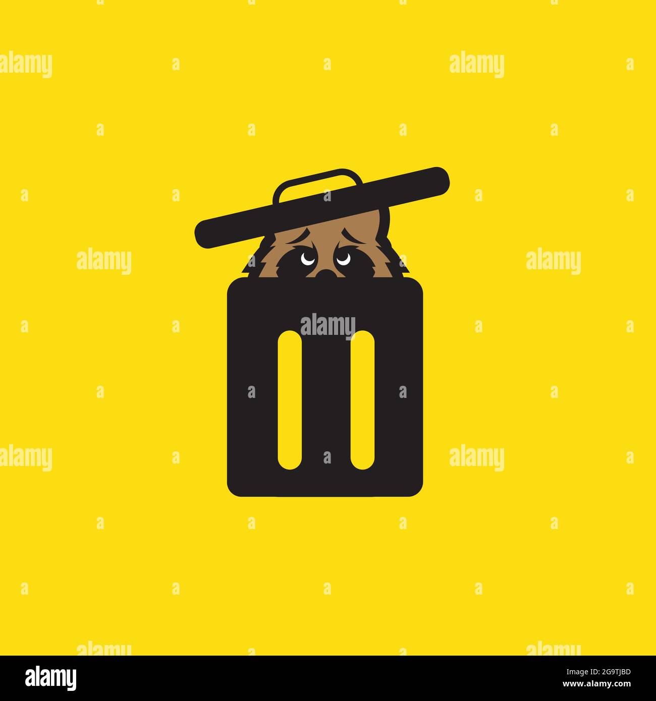 racoon hiding in the trash can Stock Vector