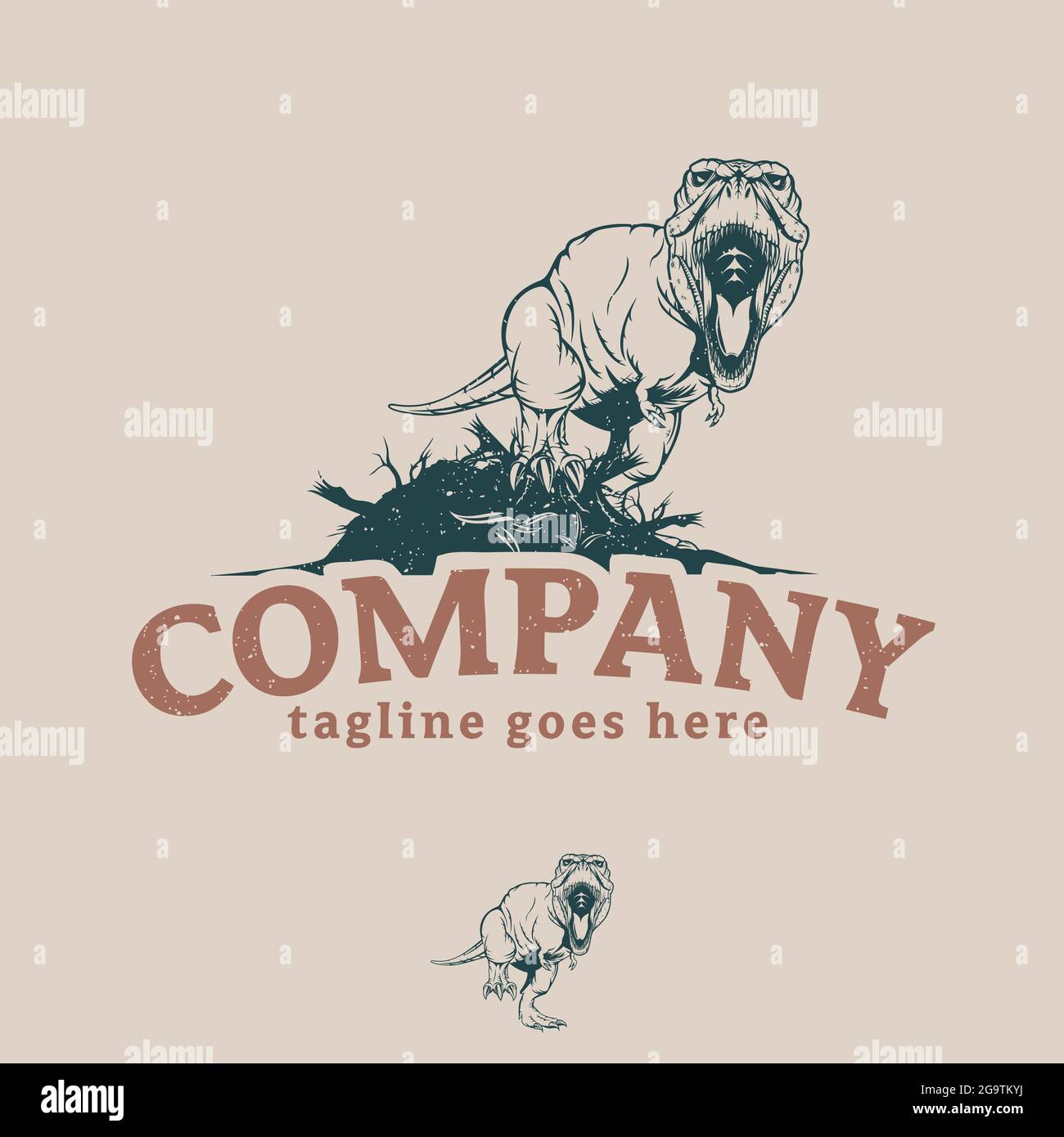 T-Rex Vintage illustratiom symbol vector for commercial use such as t shirt print, merchandise, poster etc Stock Vector