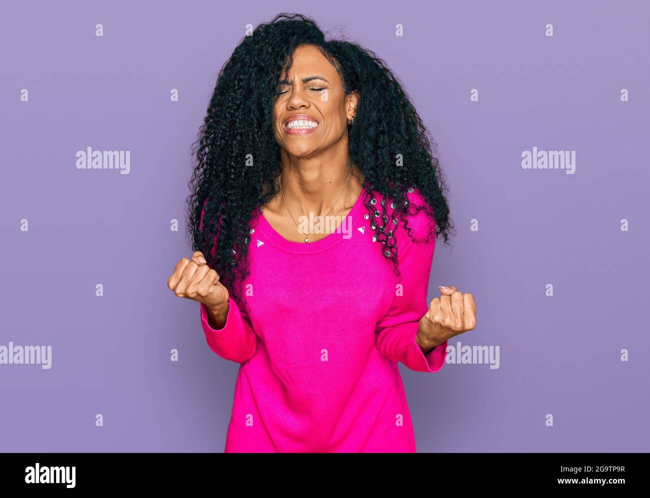 Middle age african american woman wearing casual clothes very happy and ...