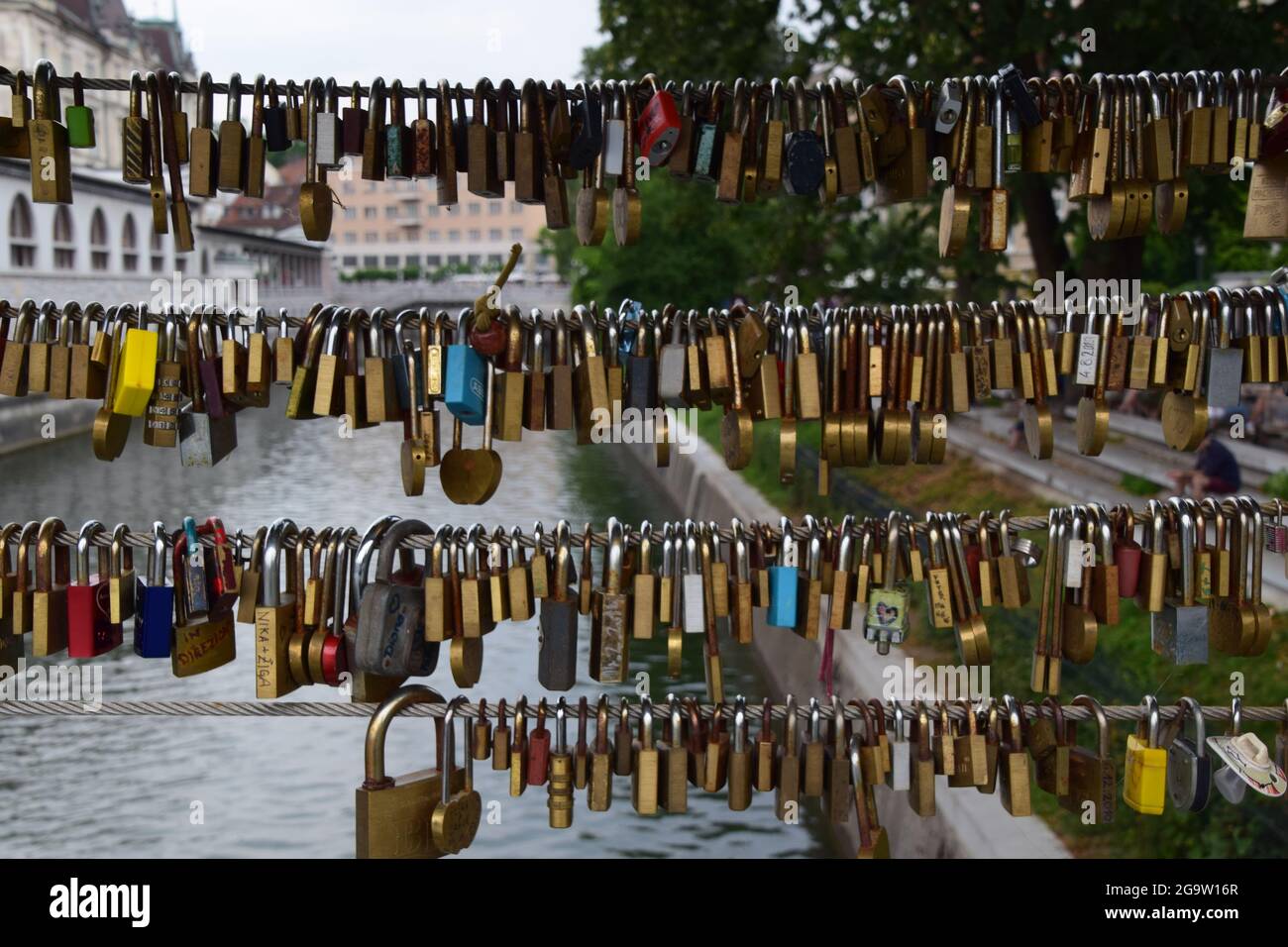 Locks on a bridge Stock Photo Alamy