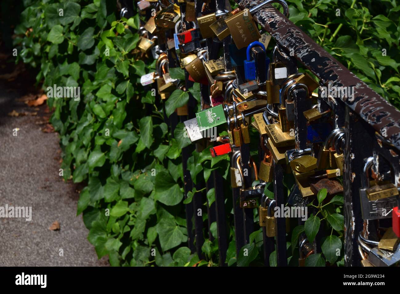 Locks on a bridge Stock Photo Alamy