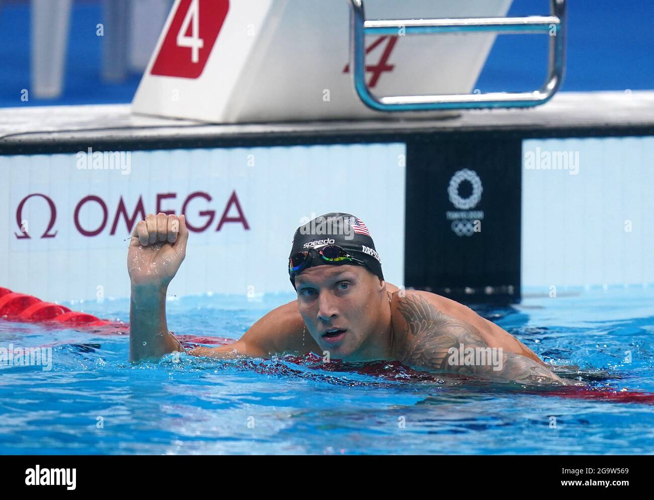 USA's Caeleb Dressel celebrate winning the Men's 100m freestyle ...