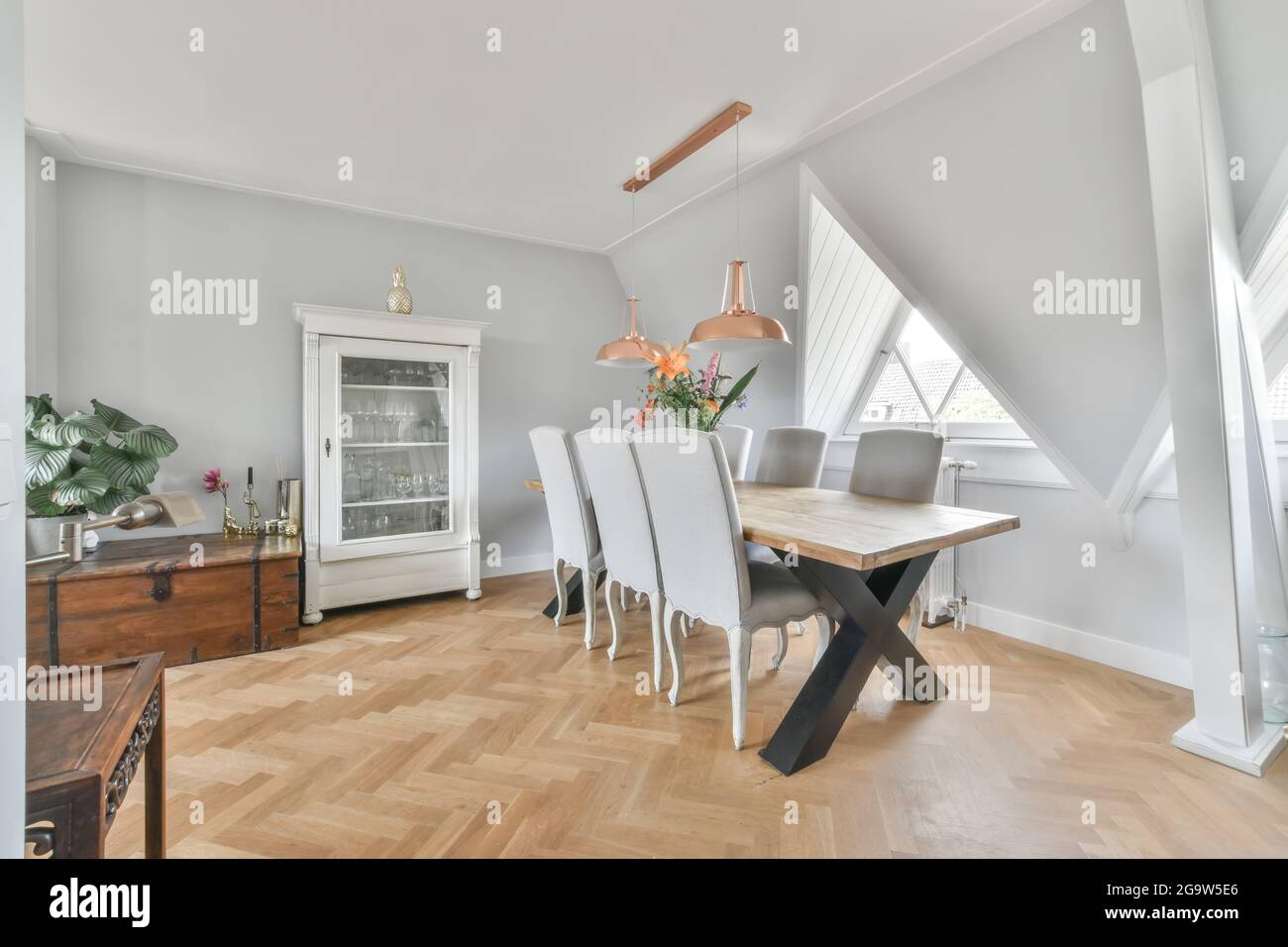 Interior design of bright and beautiful dining room Stock Photo - Alamy