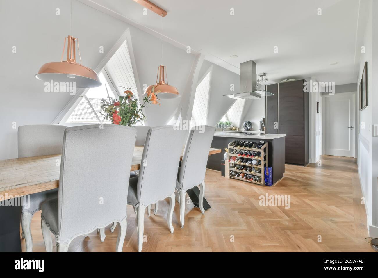 Interior design of bright and beautiful dining room Stock Photo - Alamy