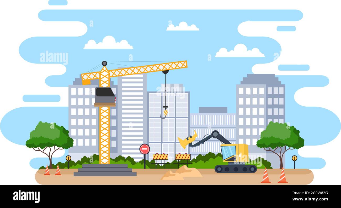 Construction of Building Vector illustration. Architecture Makes ...