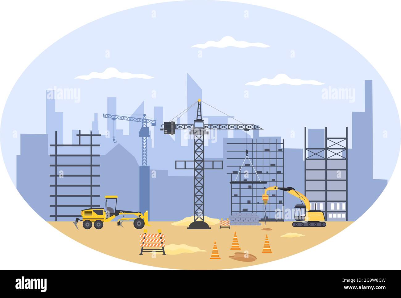 Construction of Building Vector illustration. Architecture Makes ...