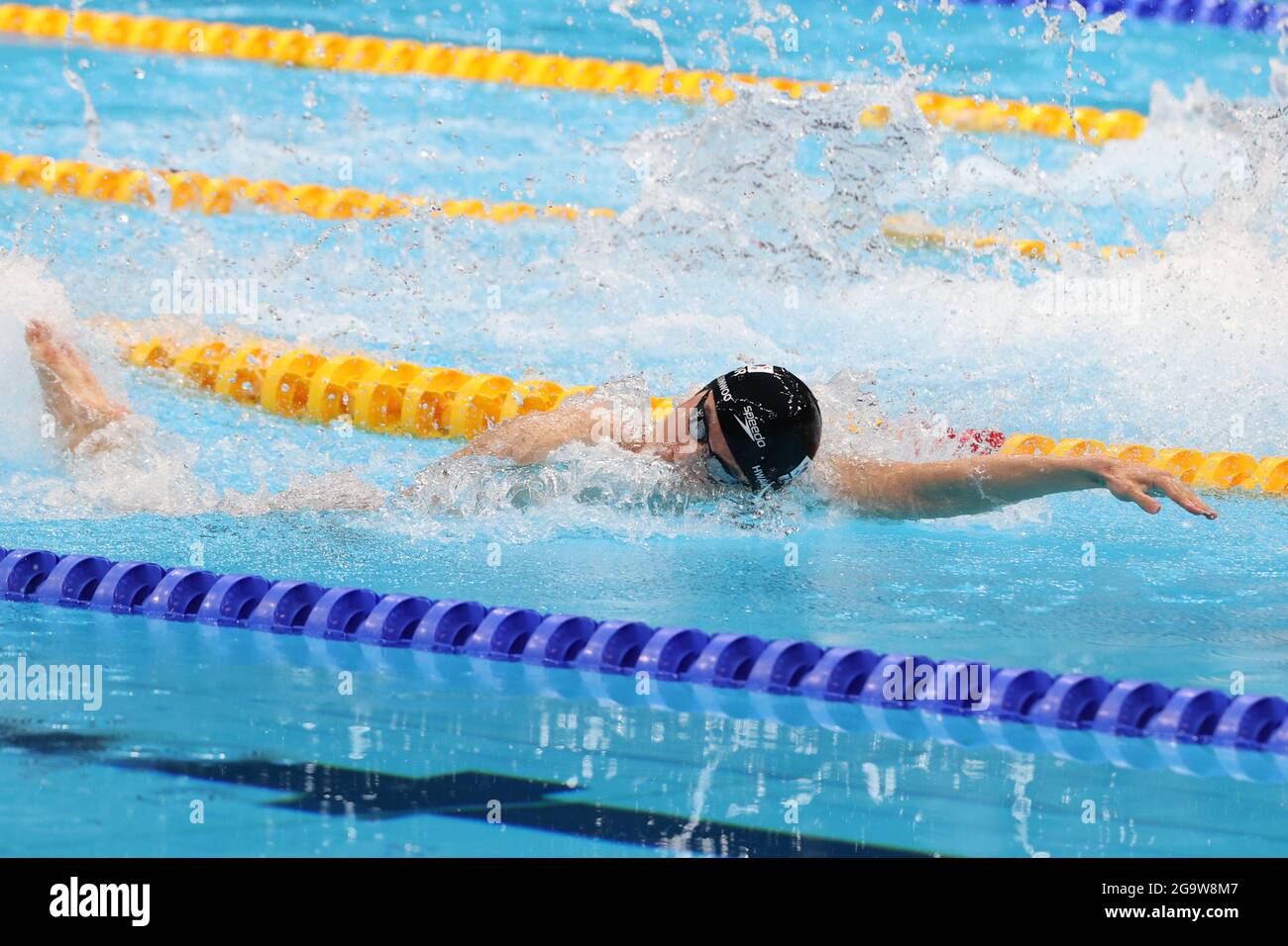 28th July, 2021. S. Korean teen swimmer Hwang Sun-woo South Korean teen  swimmer Hwang Sun-woo competes in the semifinals of the men's 100m  freestyle at the Tokyo Olympics at Tokyo Aquatics Centre