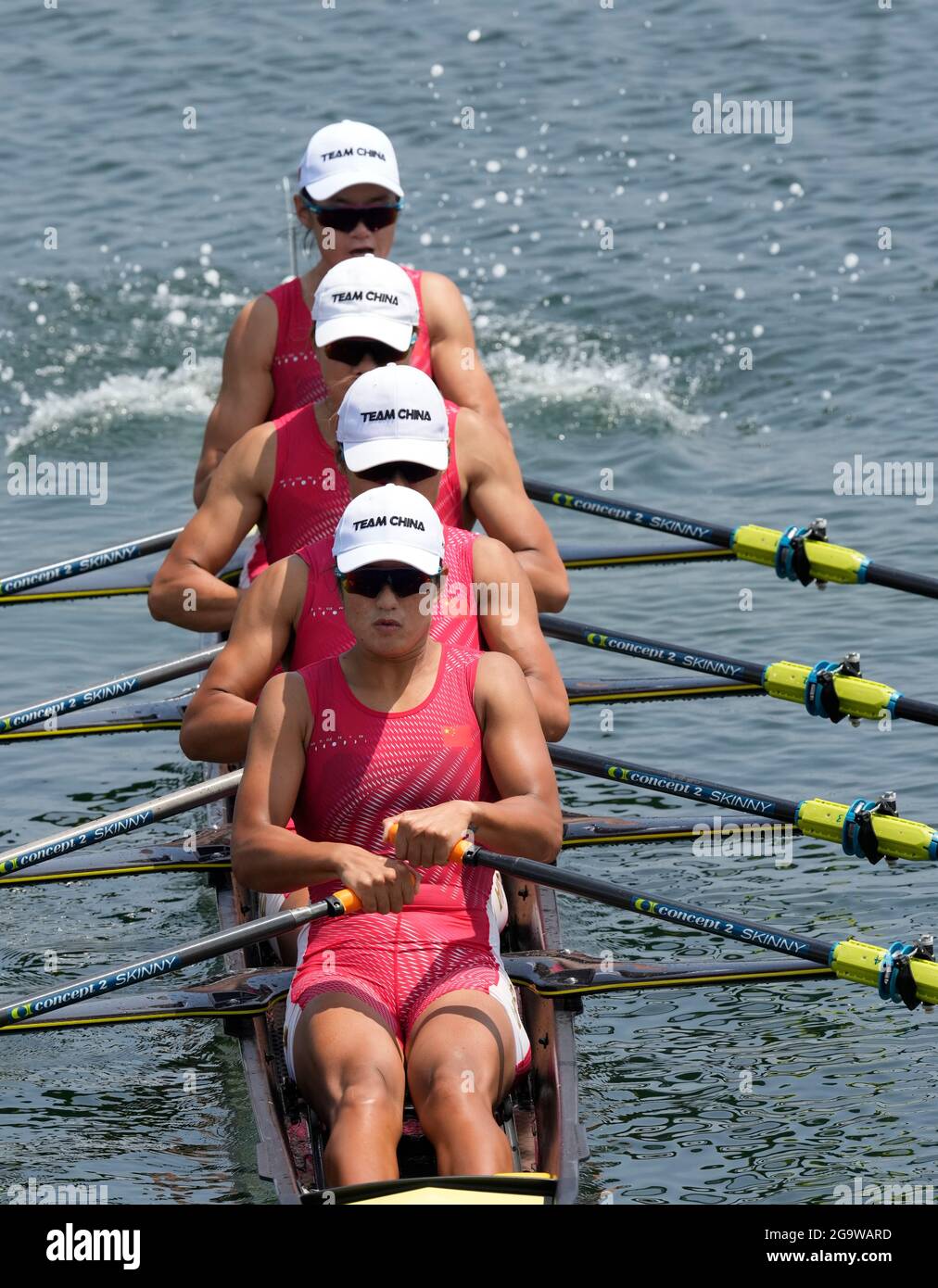 Tokyo, Japan. 28th July, 2021. Chinese rowers Chen Yunxia, Zhang Ling